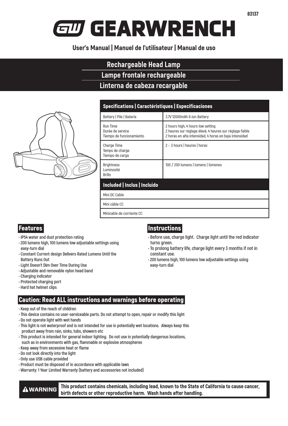 GEARWRENCH 83137 USER MANUAL Pdf Download ManualsLib