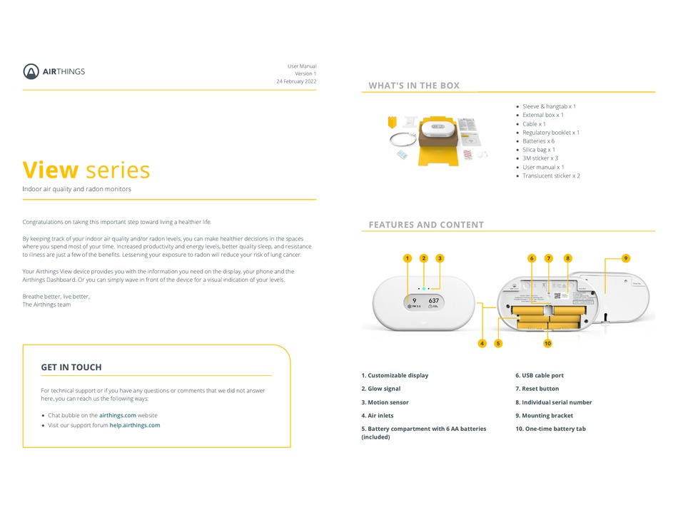AIRTHINGS VIEW SERIES USER MANUAL Pdf Download ManualsLib