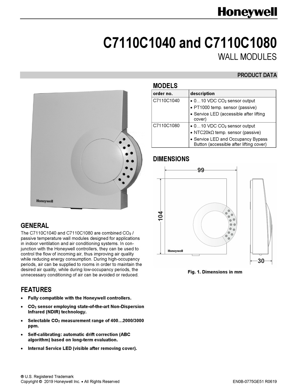 HONEYWELL C7110C1040 MANUAL Pdf Download ManualsLib