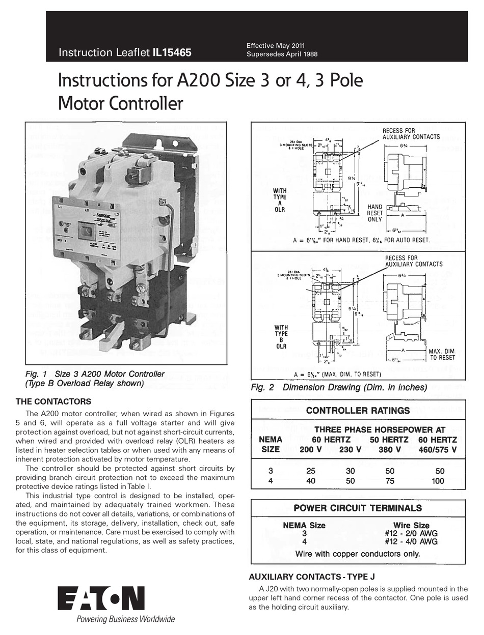 EATON A200 INSTRUCTIONS MANUAL Pdf Download ManualsLib