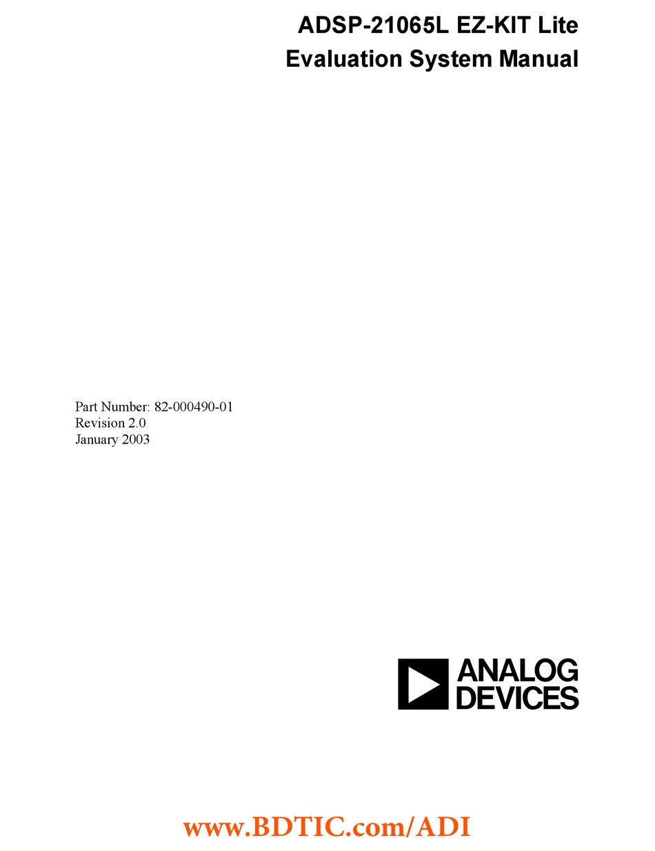 ANALOG DEVICES ADSP-21065L EZ-KIT LITE MANUAL Pdf Download | ManualsLib