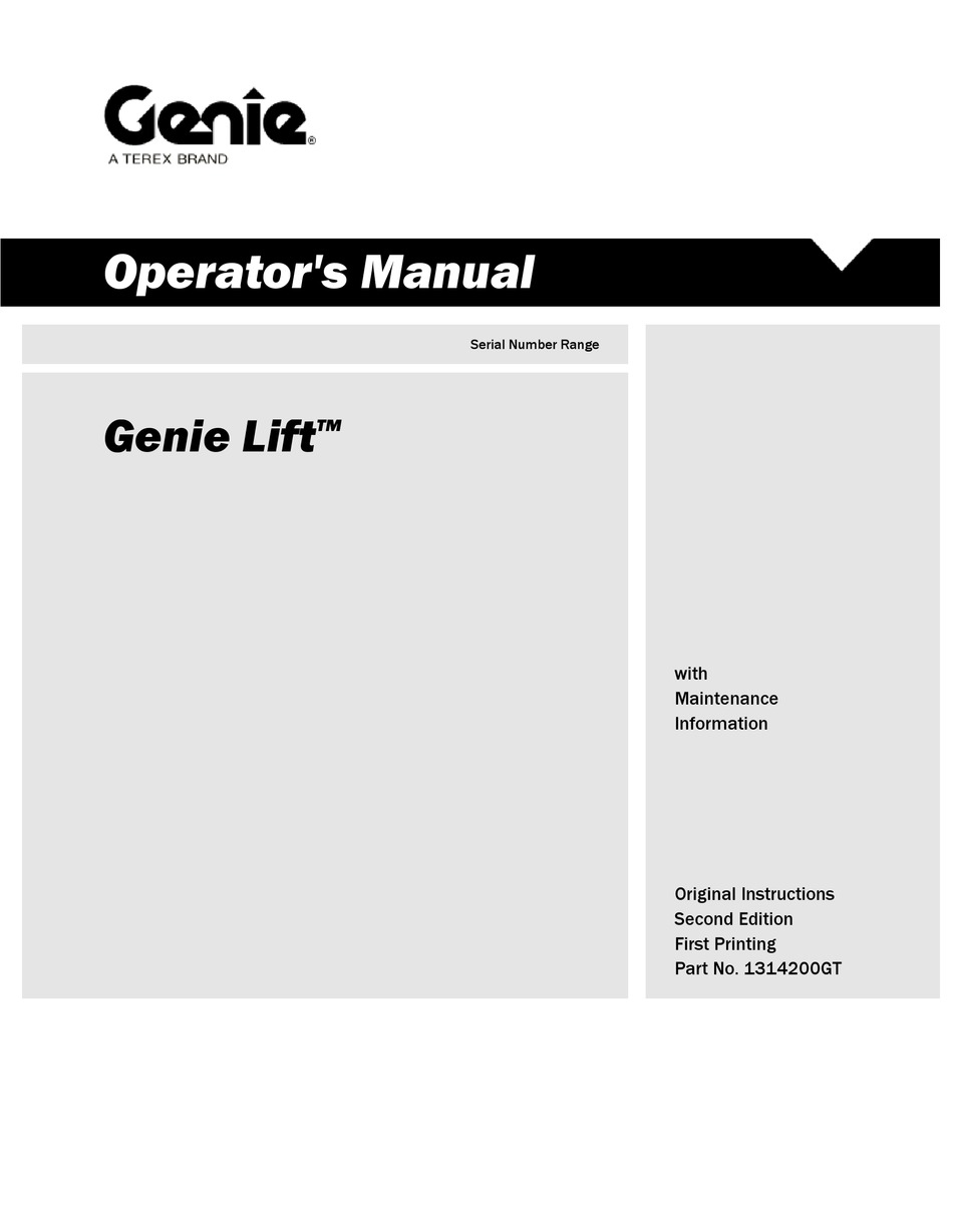 TEREX GENIE GENIE LIFT OPERATOR'S MANUAL Pdf Download ManualsLib