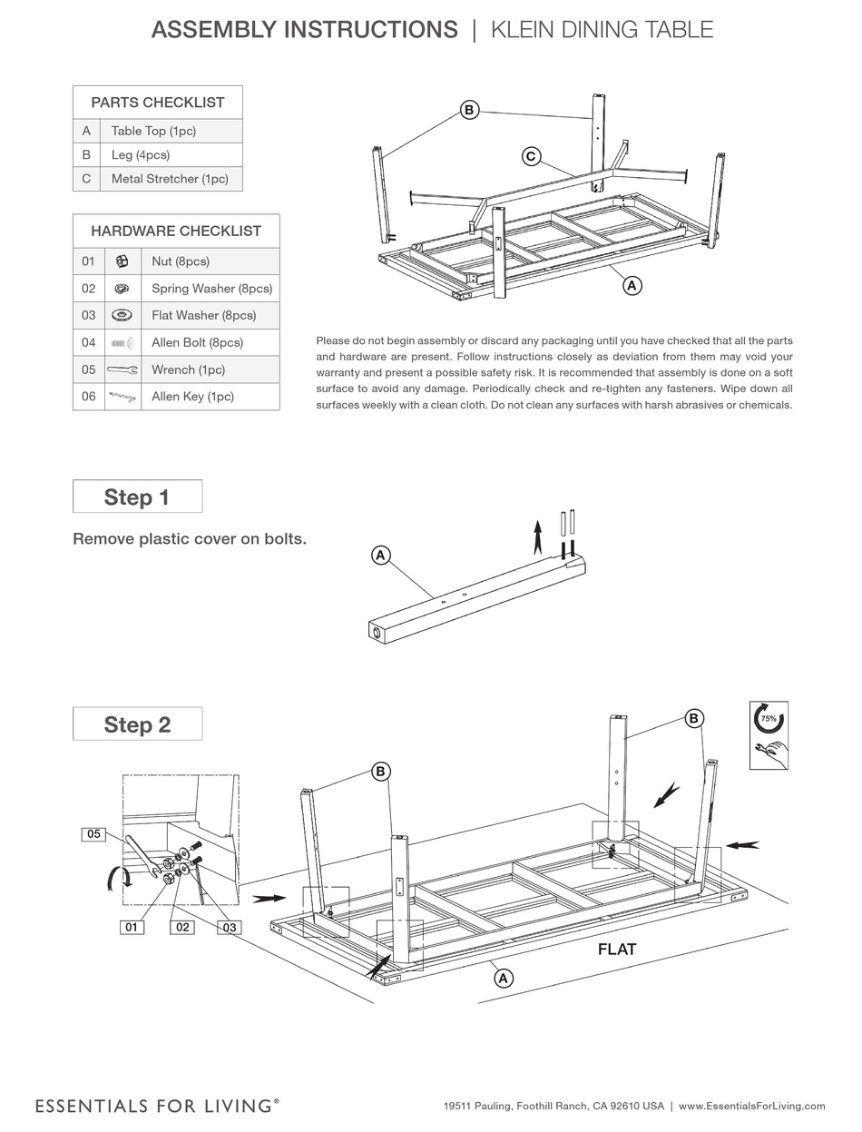 ESSENTIALS FOR LIVING KLEIN ASSEMBLY INSTRUCTIONS Pdf Download ManualsLib