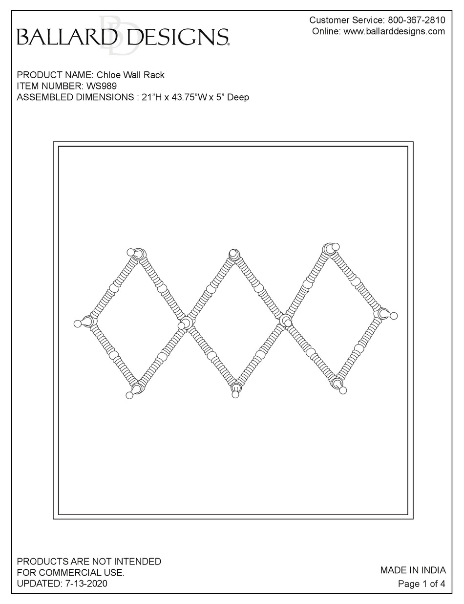 BALLARD DESIGNS WS989 MANUAL Pdf Download ManualsLib