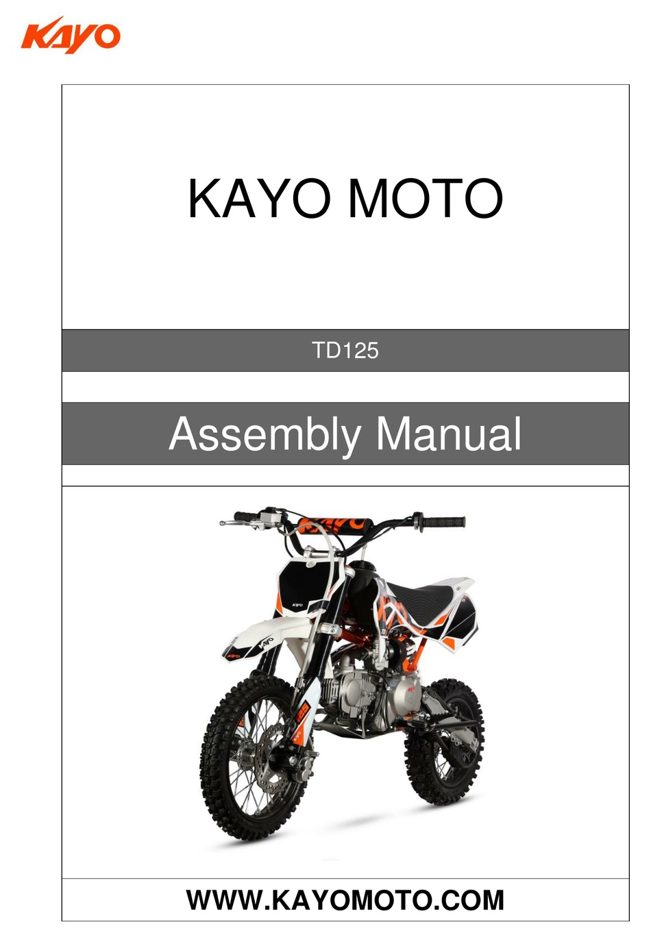 KAYO MOTO TD125 ASSEMBLY MANUAL Pdf Download ManualsLib