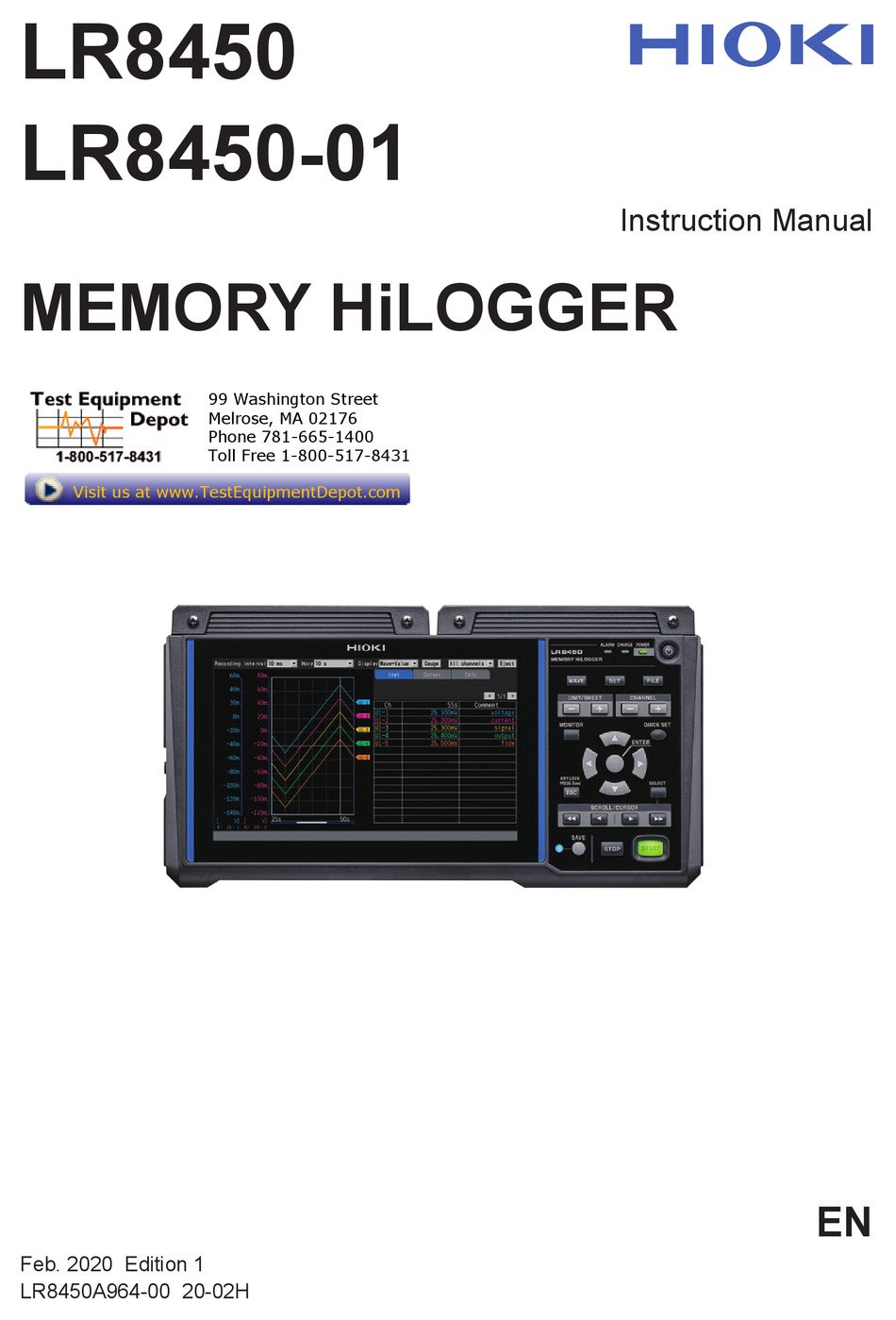 HIOKI MEMORY HILOGGER LR8450 INSTRUCTION MANUAL Pdf Download ManualsLib