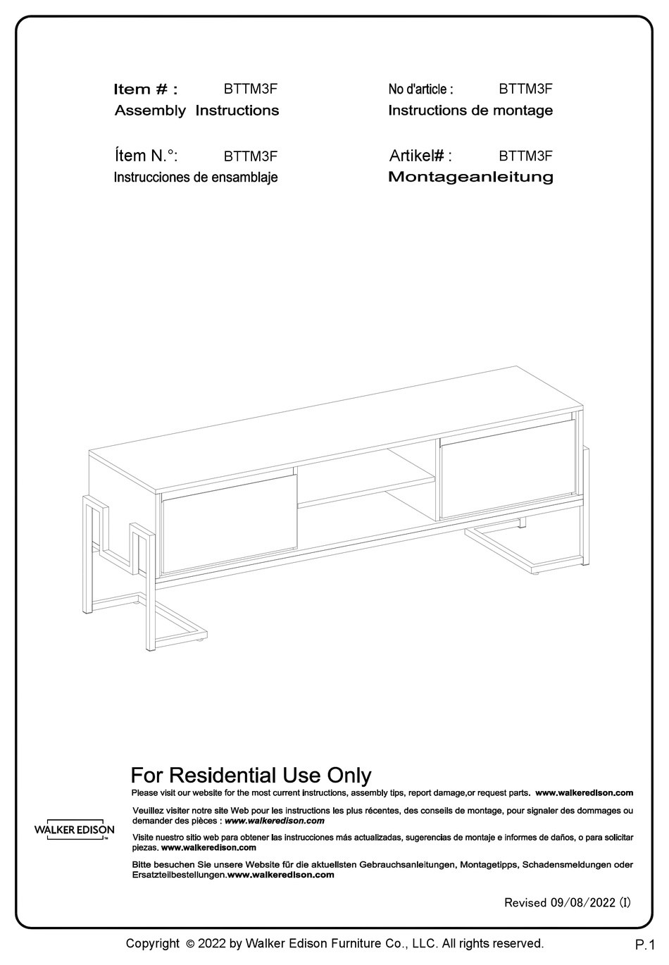 WALKER EDISON BTTM3F ASSEMBLY INSTRUCTION MANUAL Pdf Download ManualsLib