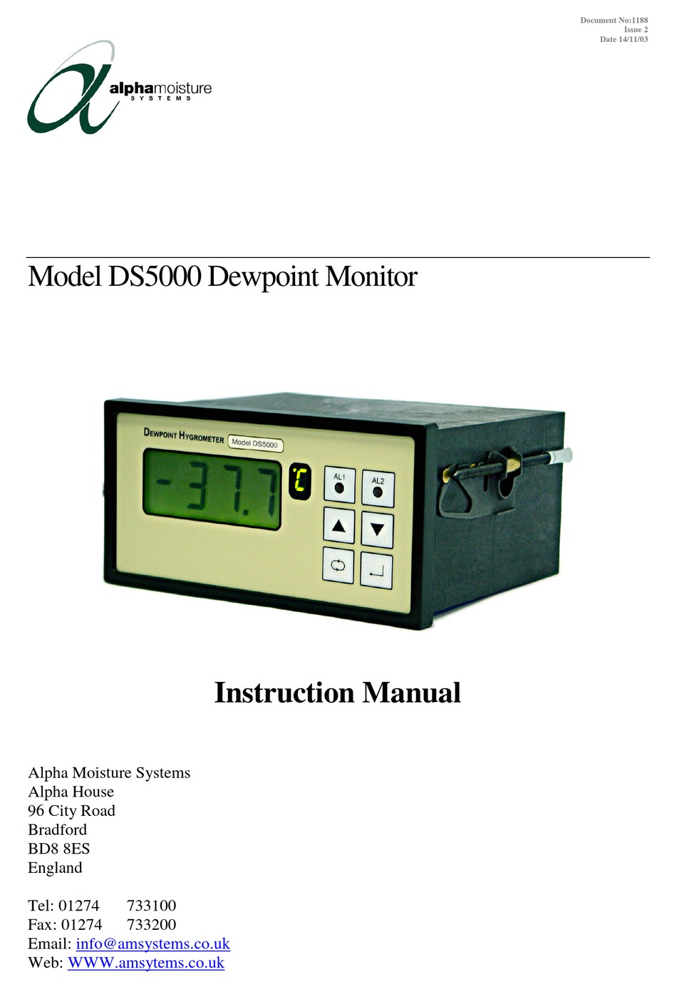 ALPHA MOISTURE SYSTEMS DS5000 INSTRUCTION MANUAL Pdf Download ManualsLib