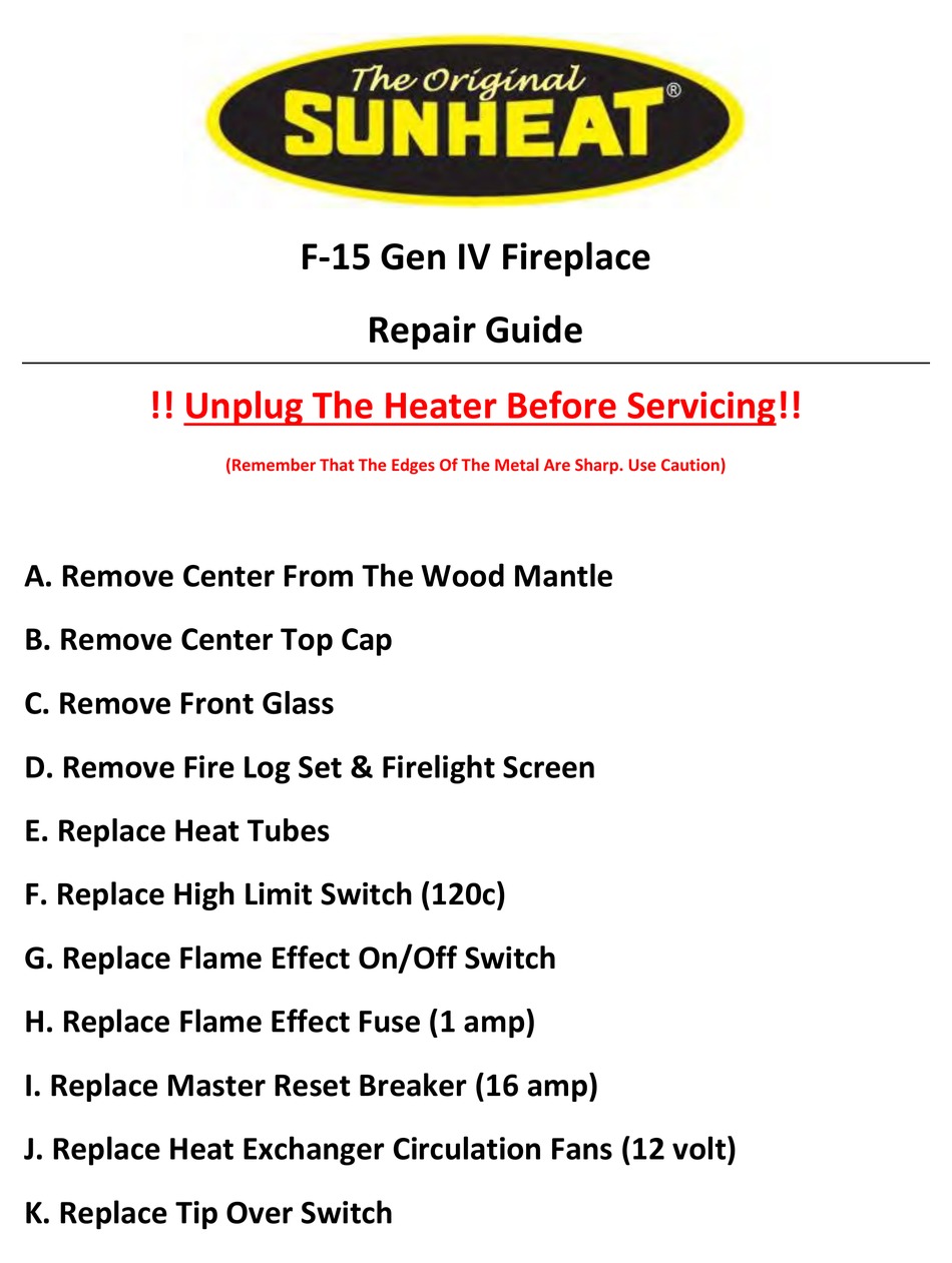 SUNHEAT F15 GEN IV REPAIR MANUAL Pdf Download ManualsLib
