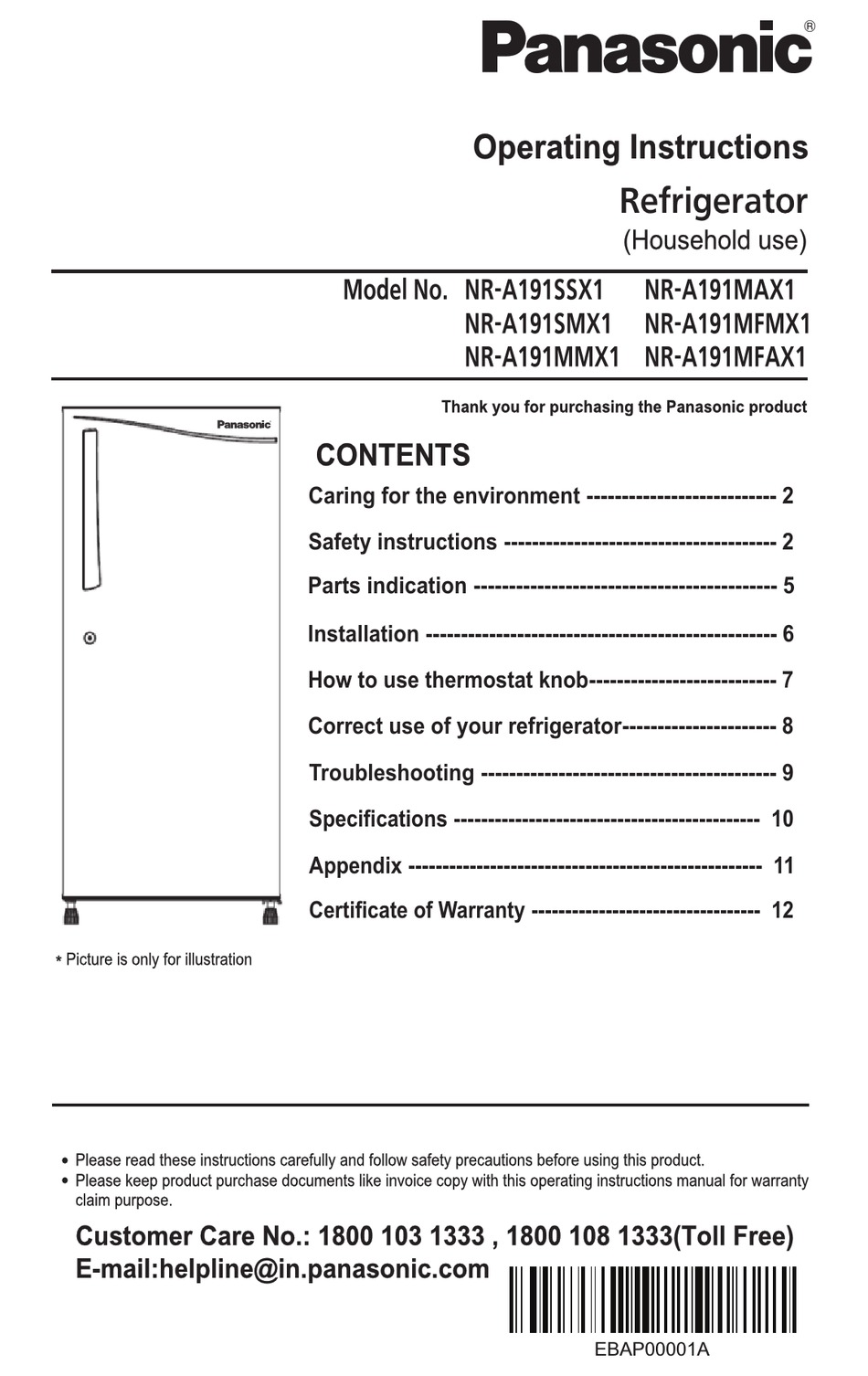 Panasonic Nr A191ssx1 Operating Instructions Manual Pdf Download Manualslib 0491