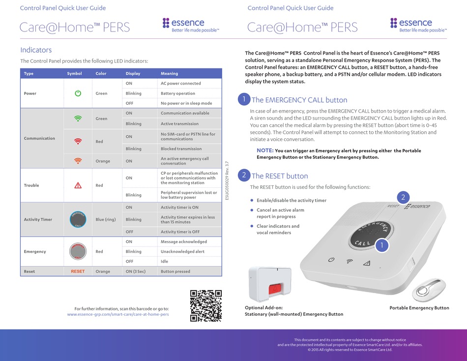 ESSENCE CAREHOME PERS QUICK USER MANUAL Pdf Download ManualsLib