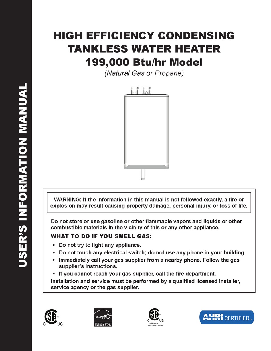RHEEM 199,000 BTU/HR USER MANUAL Pdf Download ManualsLib