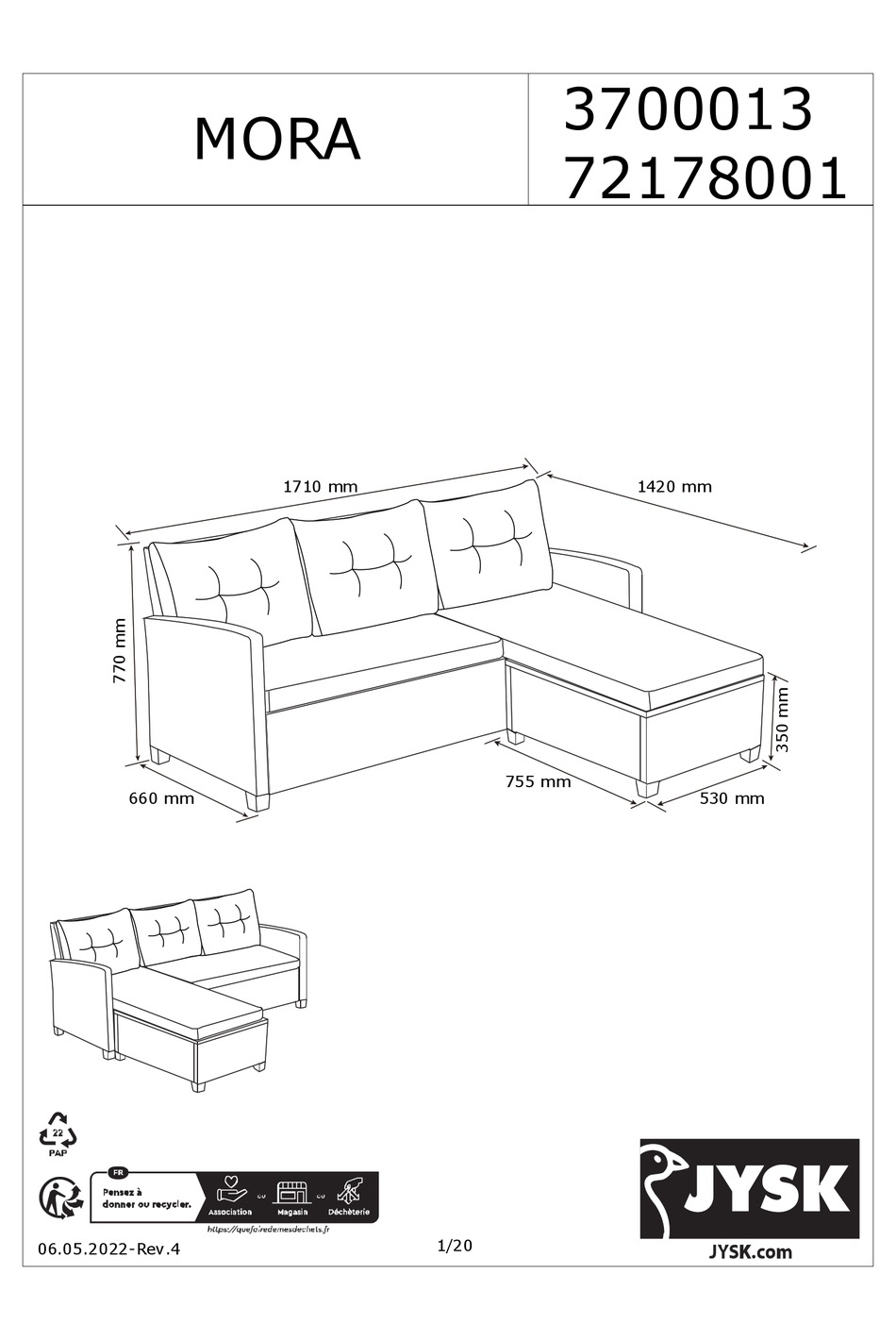 JYSK MORA 3700013 MANUAL Pdf Download ManualsLib