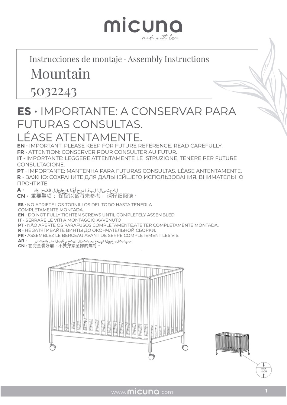 MICUNA MOUNTAIN 5032243 ASSEMBLY INSTRUCTIONS MANUAL Pdf Download
