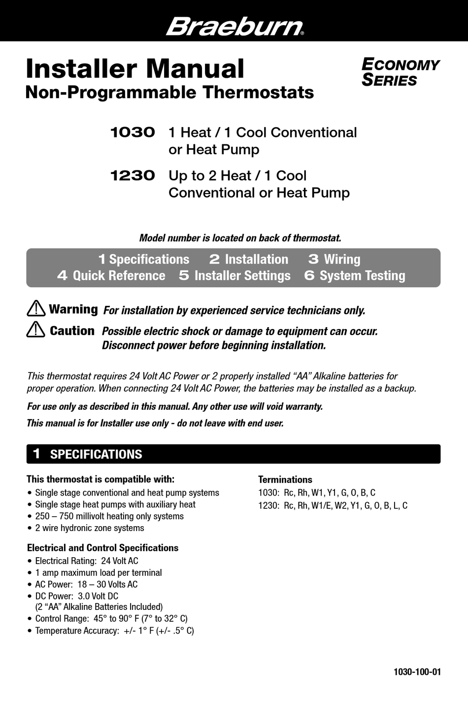 BRAEBURN ECONOMY SERIES INSTALLER MANUAL Pdf Download ManualsLib