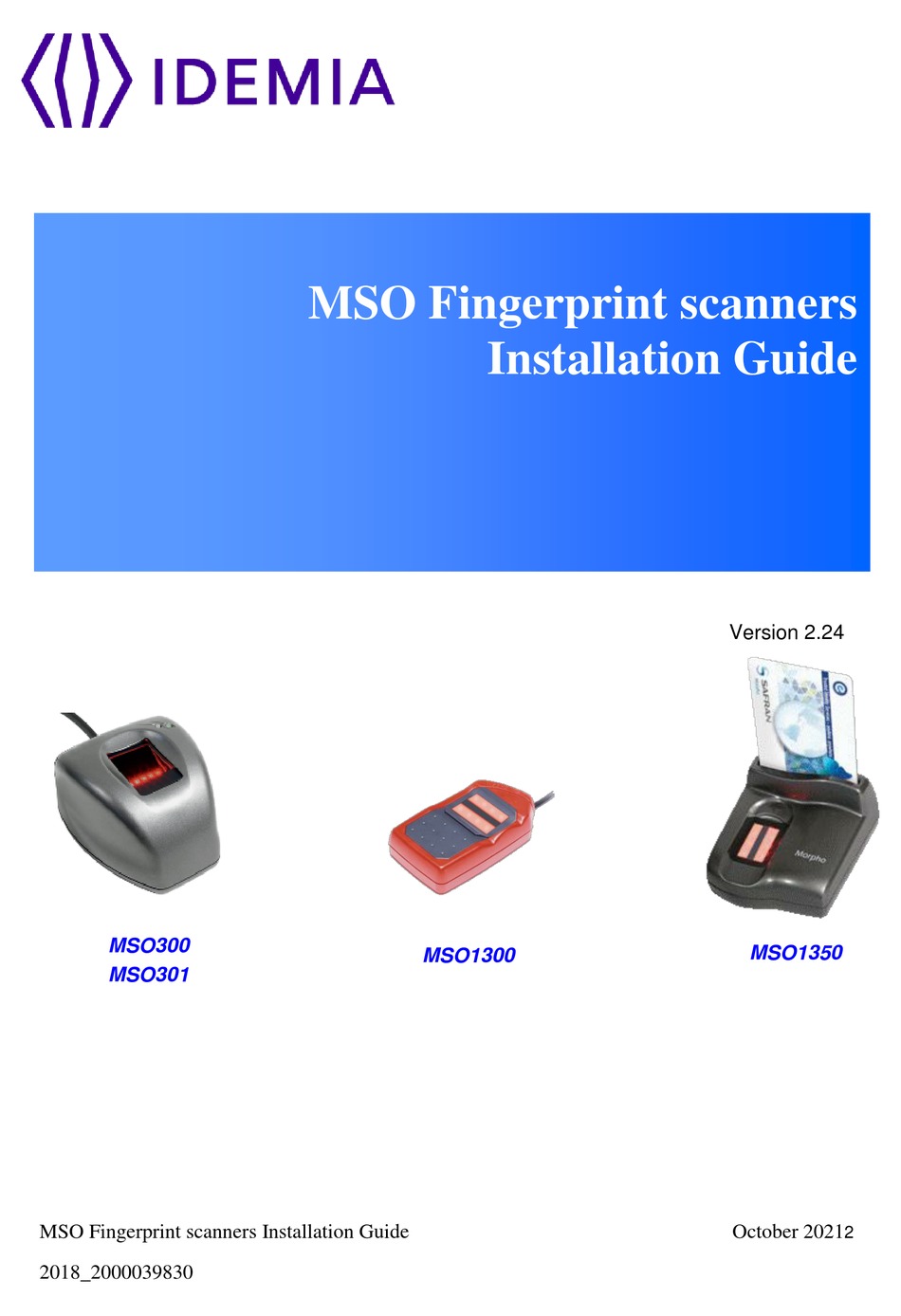 IDEMIA MSO300 INSTALLATION MANUAL Pdf Download ManualsLib