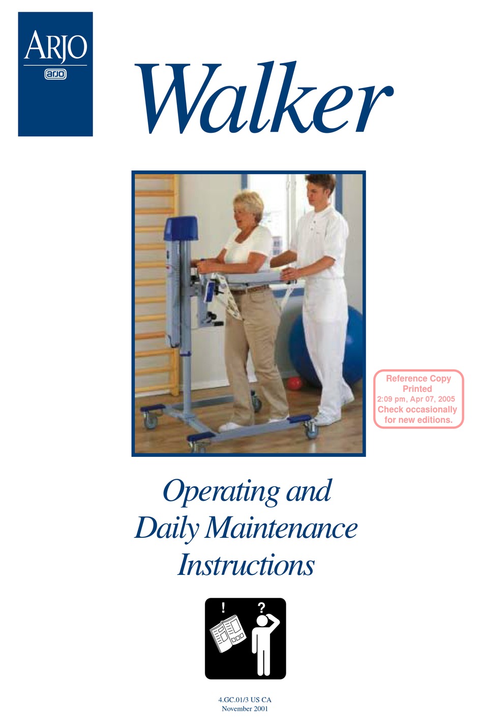 ARJO WALKER OPERATING AND MAINTENANCE INSTRUCTIONS MANUAL Pdf Download