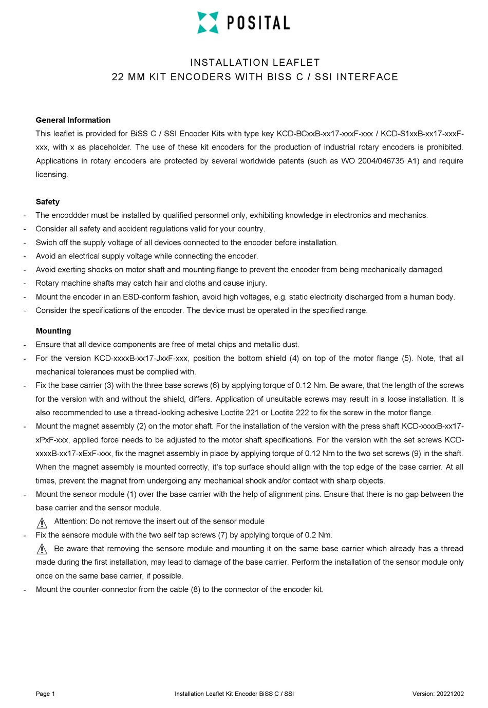 POSITAL KCDBC B 17 F SERIES INSTALLATION LEAFLET Pdf Download ManualsLib