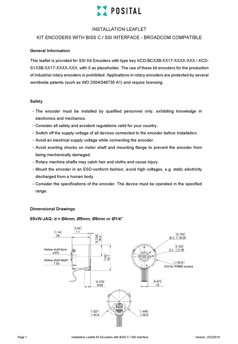 POSITAL KCDBCX3B 17 SERIES INSTALLATION LEAFLET Pdf Download ManualsLib