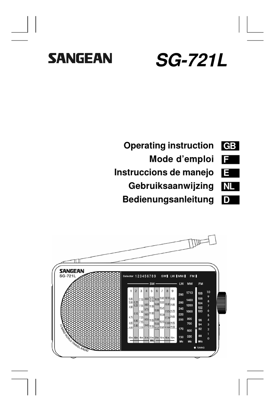 SANGEAN SG721L OPERATING INSTRUCTIONS MANUAL Pdf Download ManualsLib