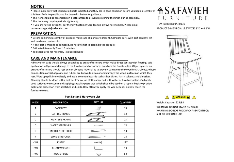 SAFAVIEH FURNITURE BST8500A ASSEMBLY INSTRUCTIONS Pdf Download ManualsLib
