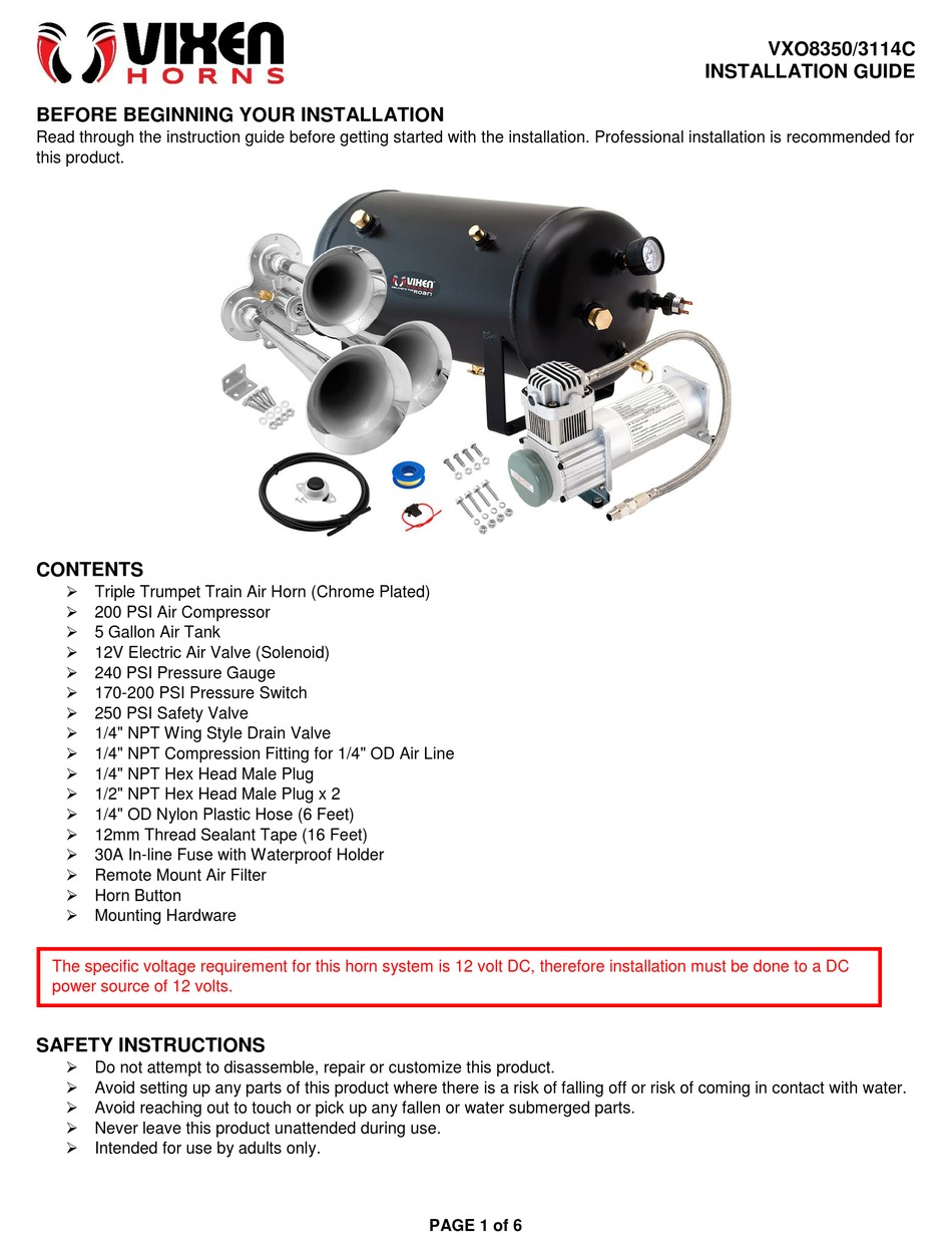 Vixen Horns Vxo C Installation Manual Pdf Download Manualslib