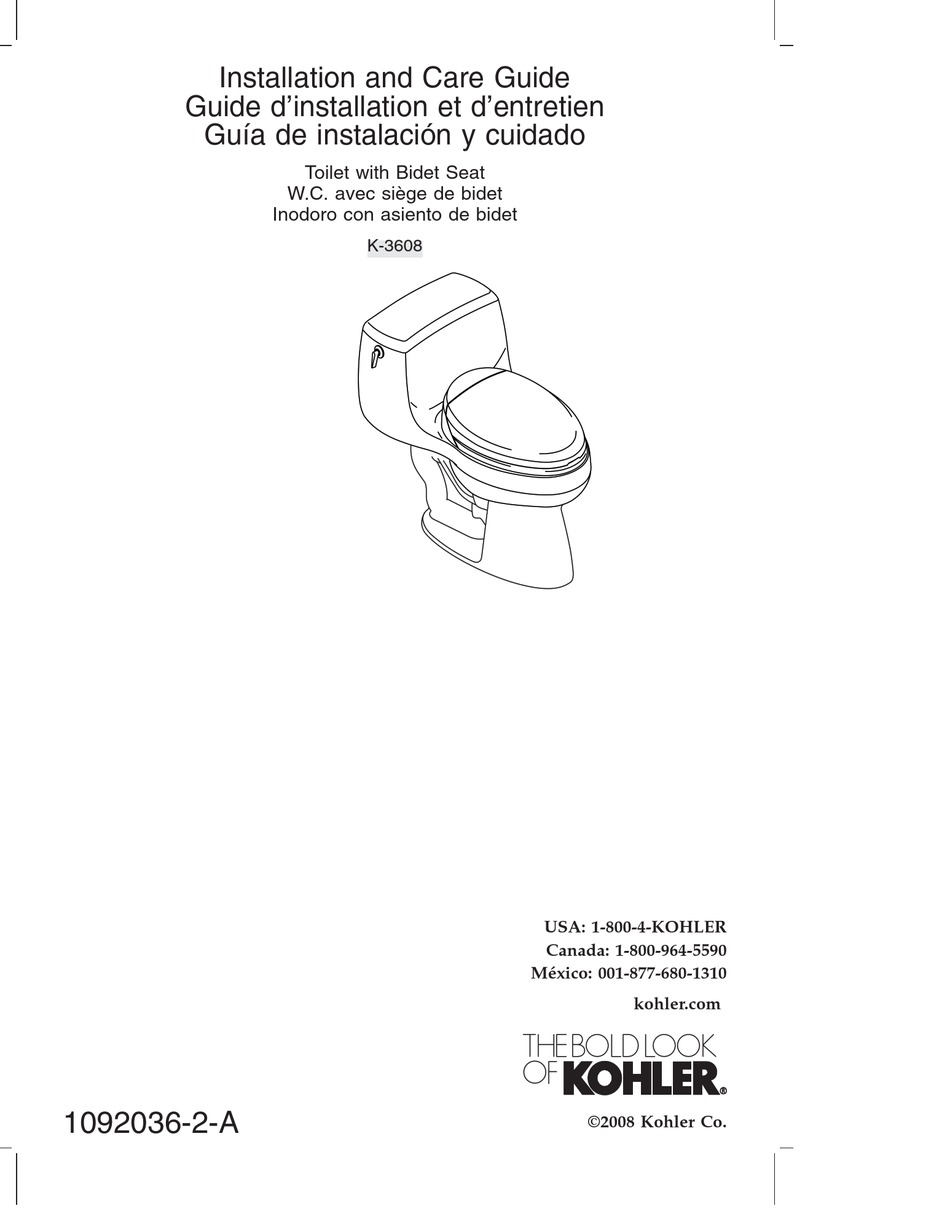 KOHLER K3608 INSTALLATION AND CARE MANUAL Pdf Download ManualsLib