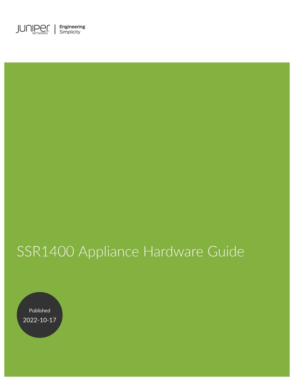 JUNIPER SSR1400 HARDWARE MANUAL Pdf Download ManualsLib