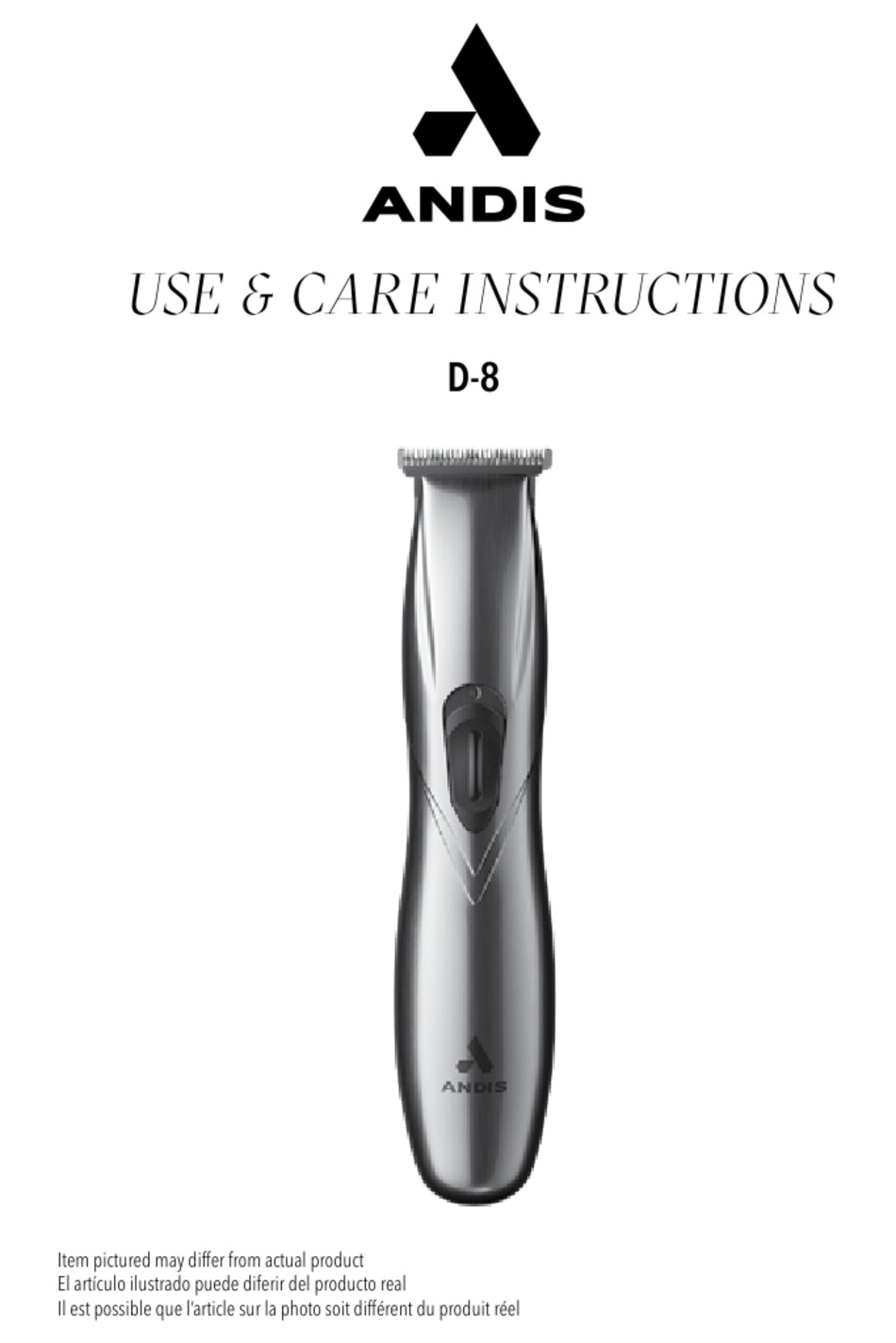 ANDIS D 8 USE CARE INSTRUCTIONS MANUAL Pdf Download ManualsLib