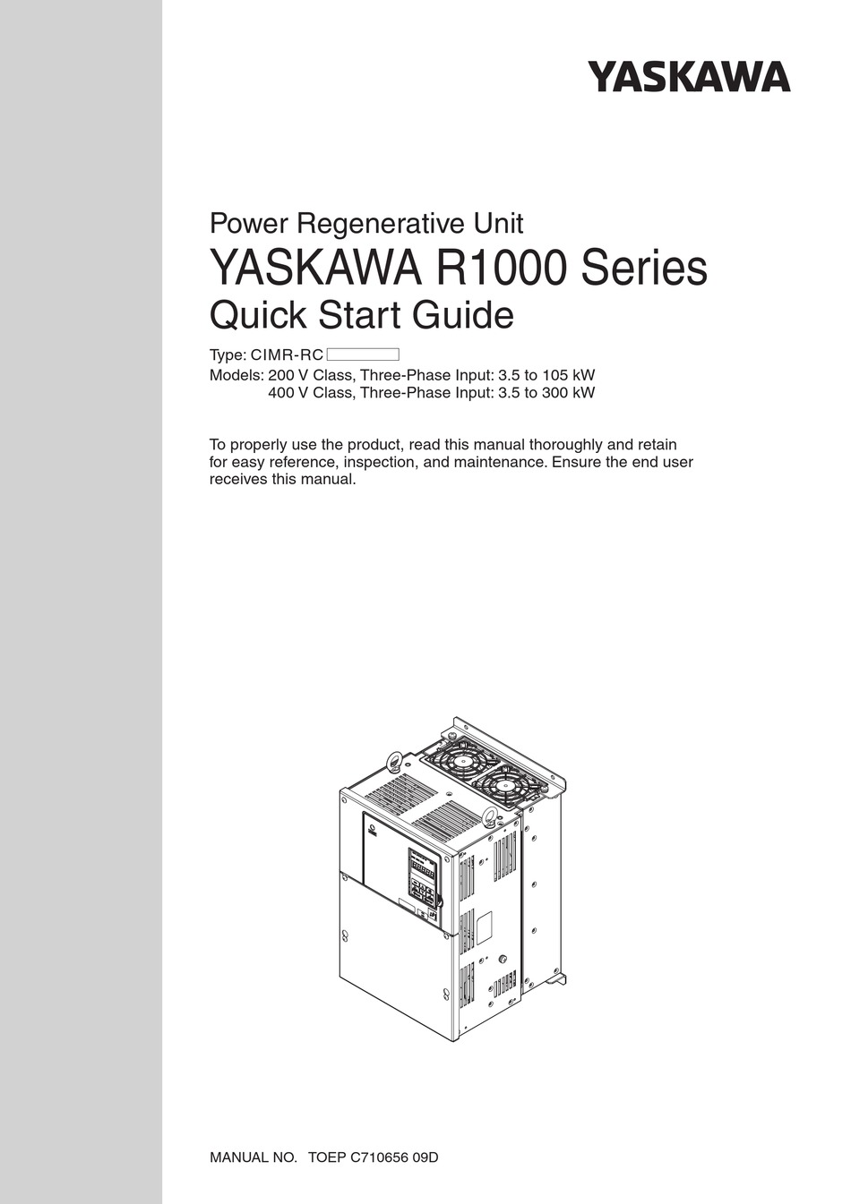 YASKAWA R1000 SERIES QUICK START MANUAL Pdf Download | ManualsLib