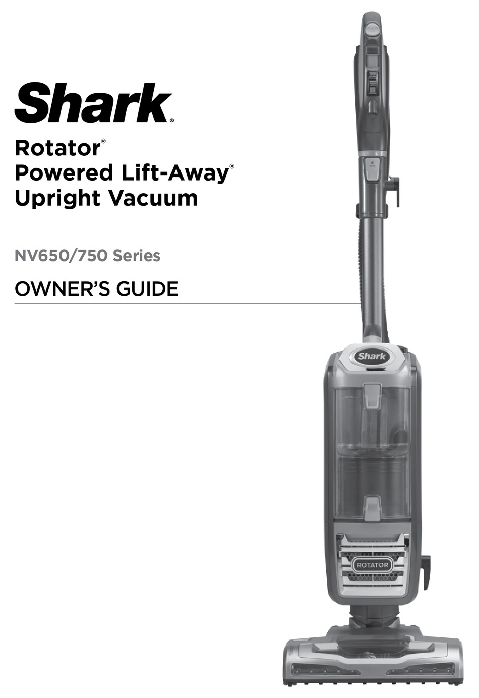 SHARK ROTATOR POWERED LIFTAWAY NV650 SERIES OWNER