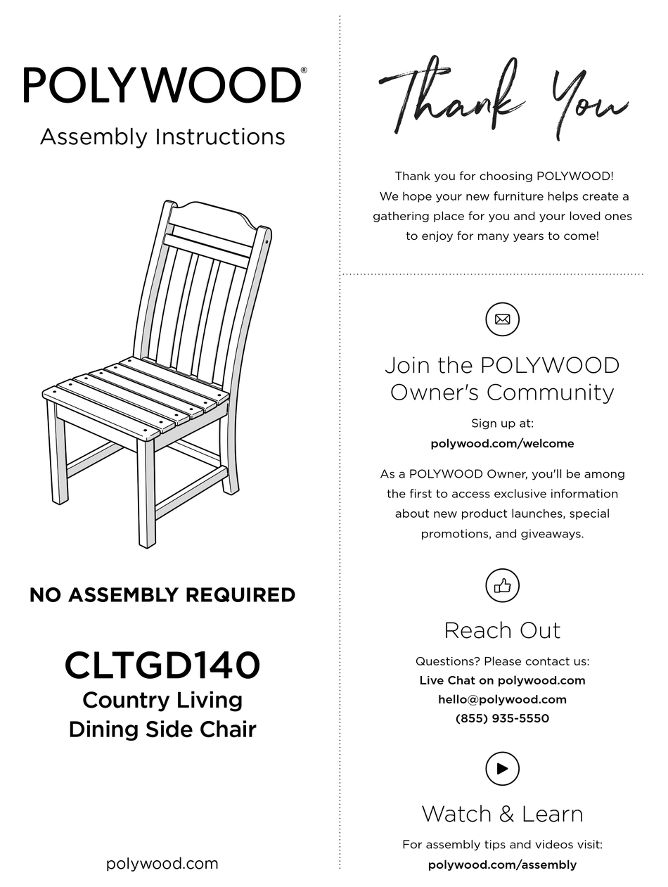 POLYWOOD CLTGD140 ASSEMBLY INSTRUCTIONS Pdf Download ManualsLib