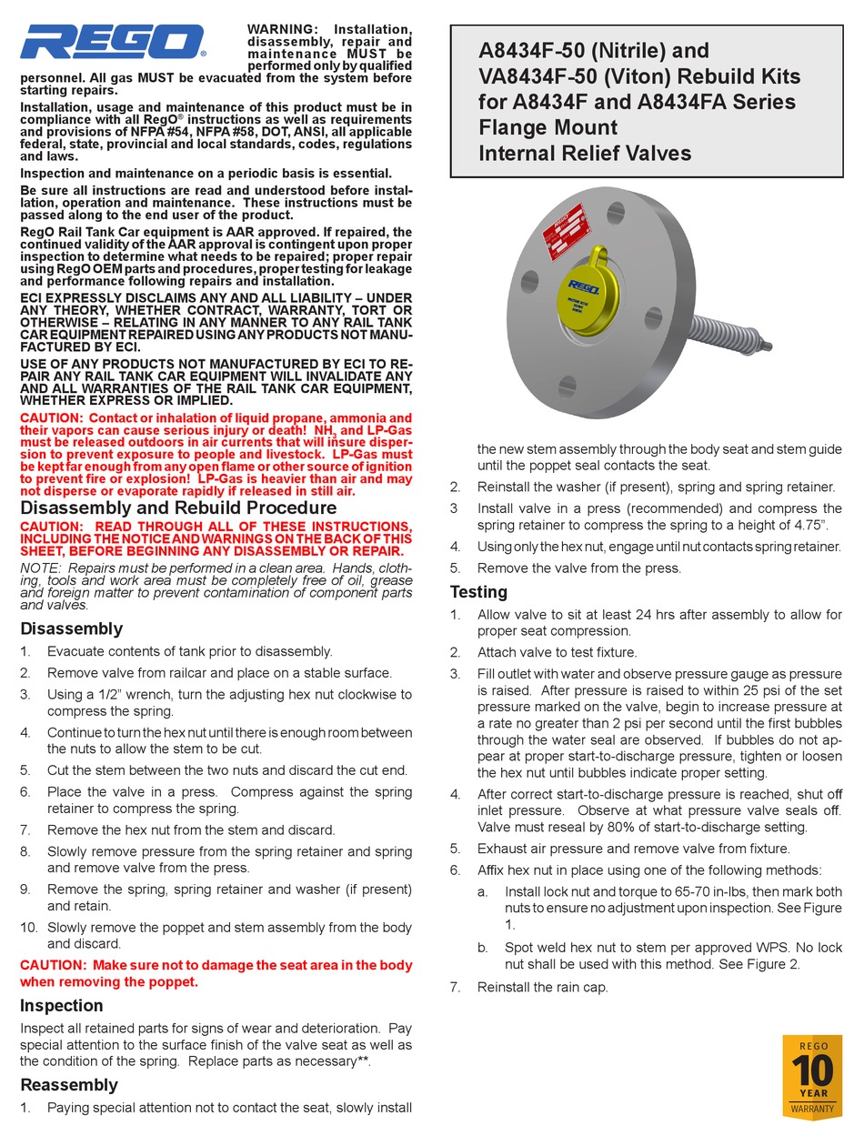 REGO A8434F50 INSTRUCTION MANUAL Pdf Download ManualsLib