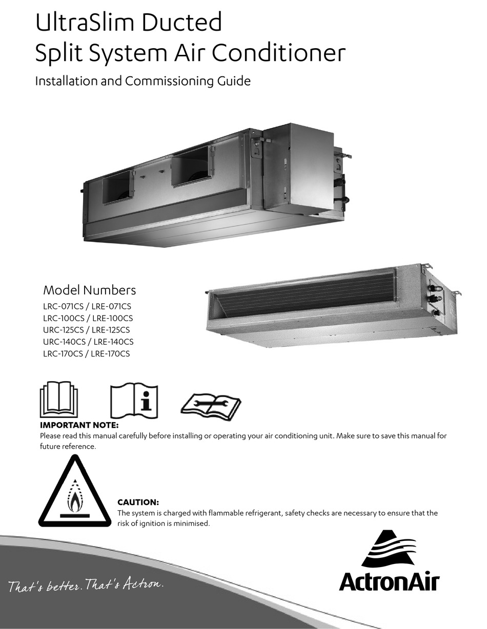 ACTRONAIR LRC071CS INSTALLATION AND COMMISSIONING MANUAL Pdf Download