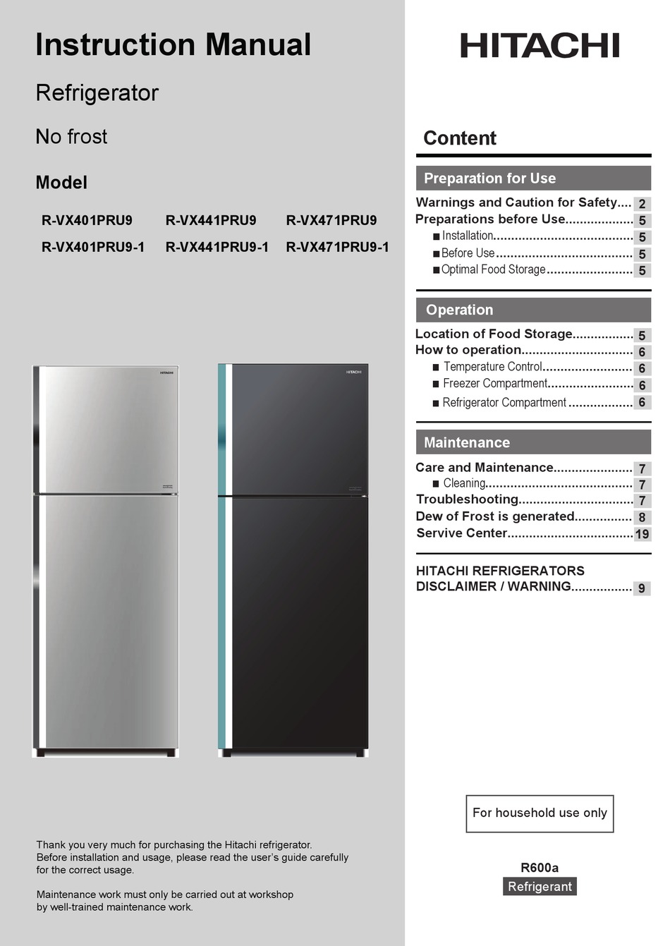HITACHI RVX401PRU91 INSTRUCTION MANUAL Pdf Download ManualsLib
