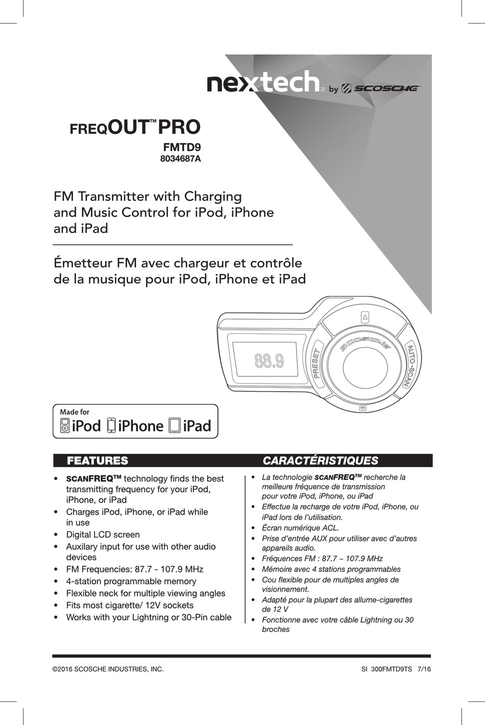 SCOSCHE NEXTECH FREQOUT PRO FMTD9 MANUAL Pdf Download ManualsLib