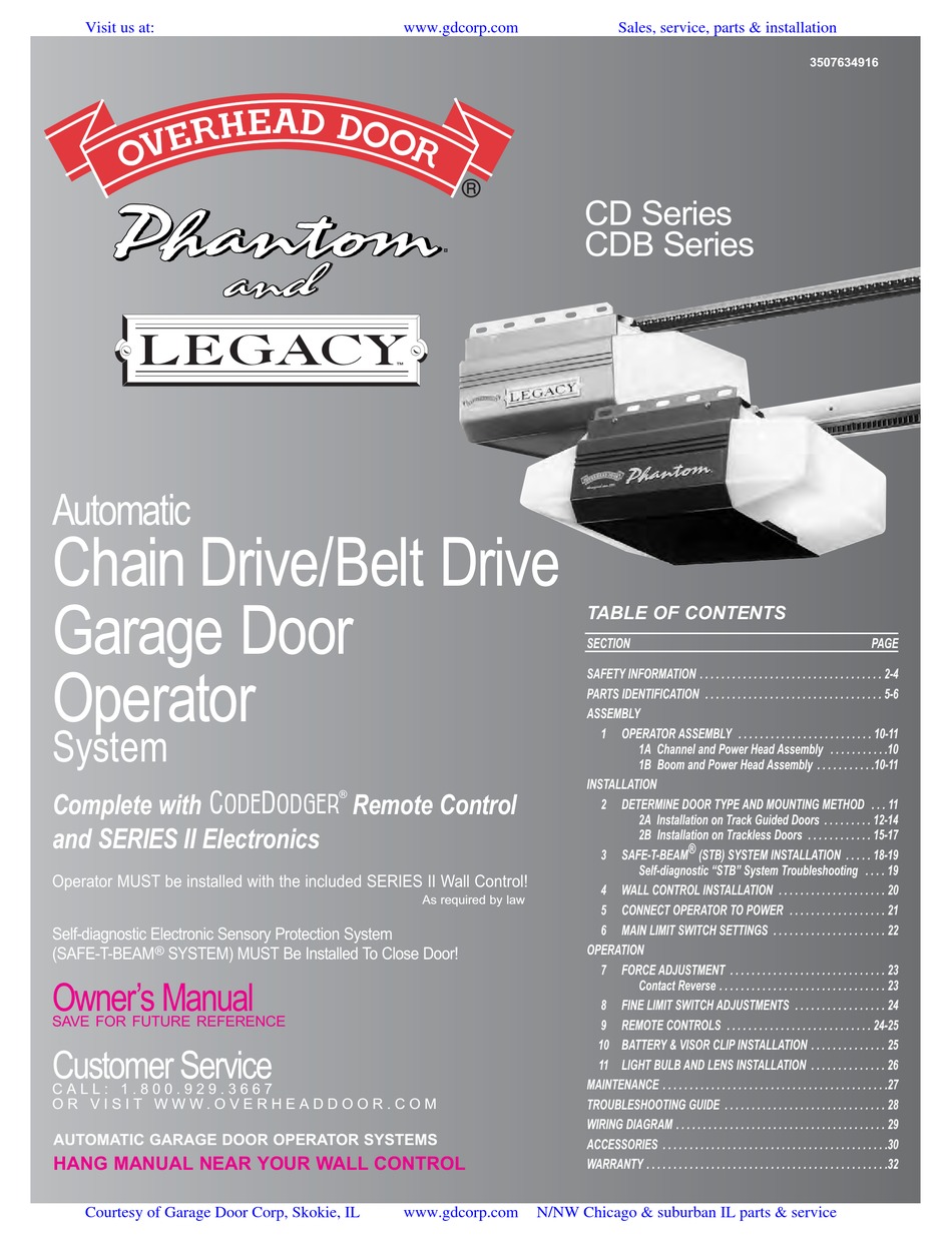 OVERHEAD DOOR CD SERIES OWNER