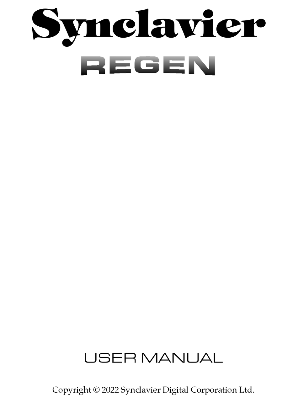 SYNCLAVIER REGEN USER MANUAL Pdf Download ManualsLib