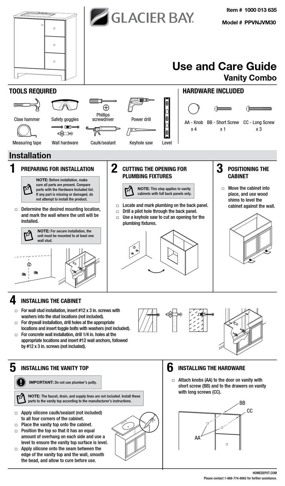 GLACIER BAY PPVNJVM30 USE AND CARE MANUAL Pdf Download ManualsLib
