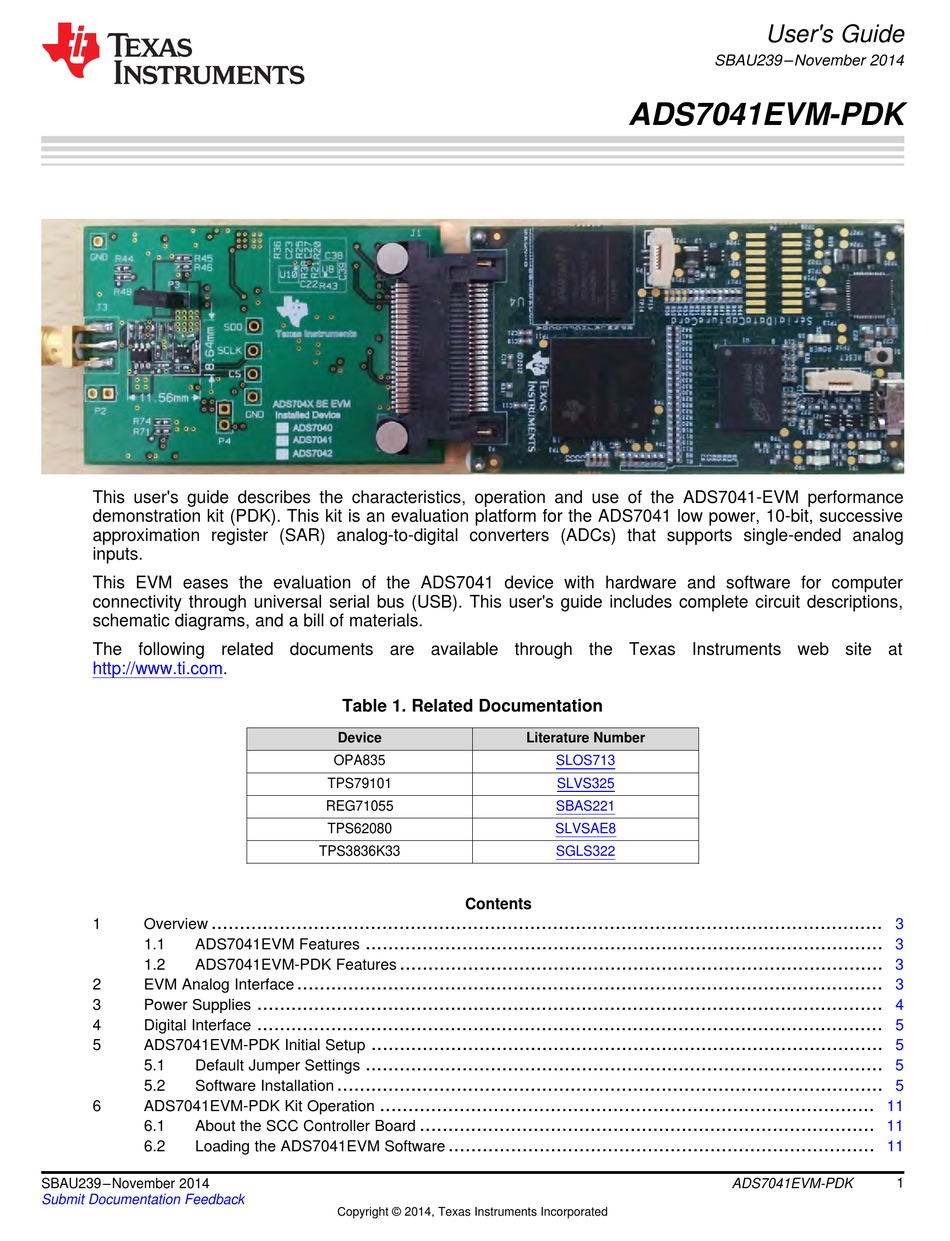 TEXAS INSTRUMENTS ADS7041EVM-PDK USER MANUAL Pdf Download | ManualsLib