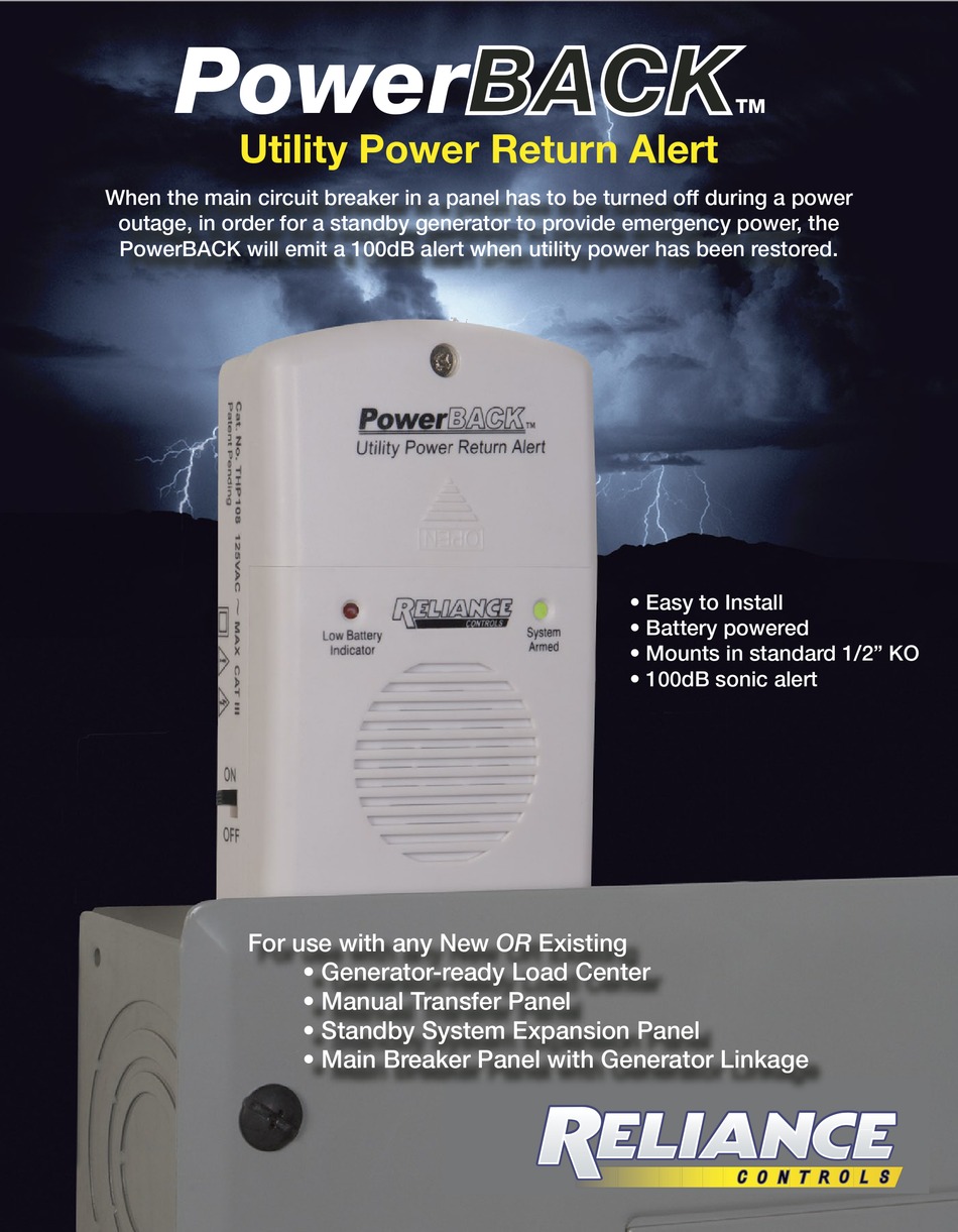 RELIANCE CONTROLS POWERBACK QUICK START MANUAL Pdf Download ManualsLib