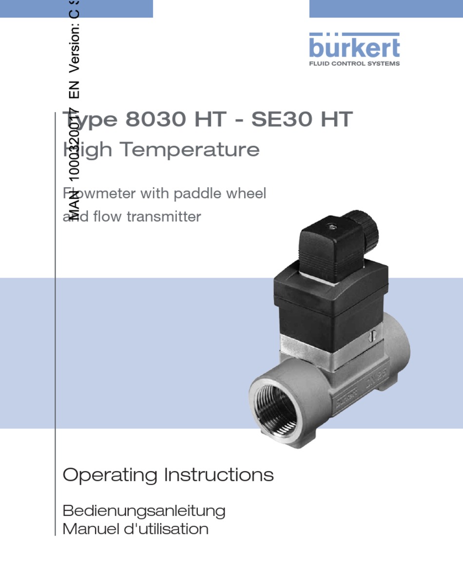 BURKERT 8030 HT OPERATING INSTRUCTIONS MANUAL Pdf Download ManualsLib