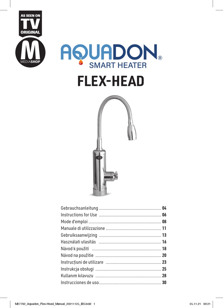 Table Of Contents - Aquadon SMART HEATER FLEX-HEAD Instructions For Use  Manual [Page 33] | ManualsLib