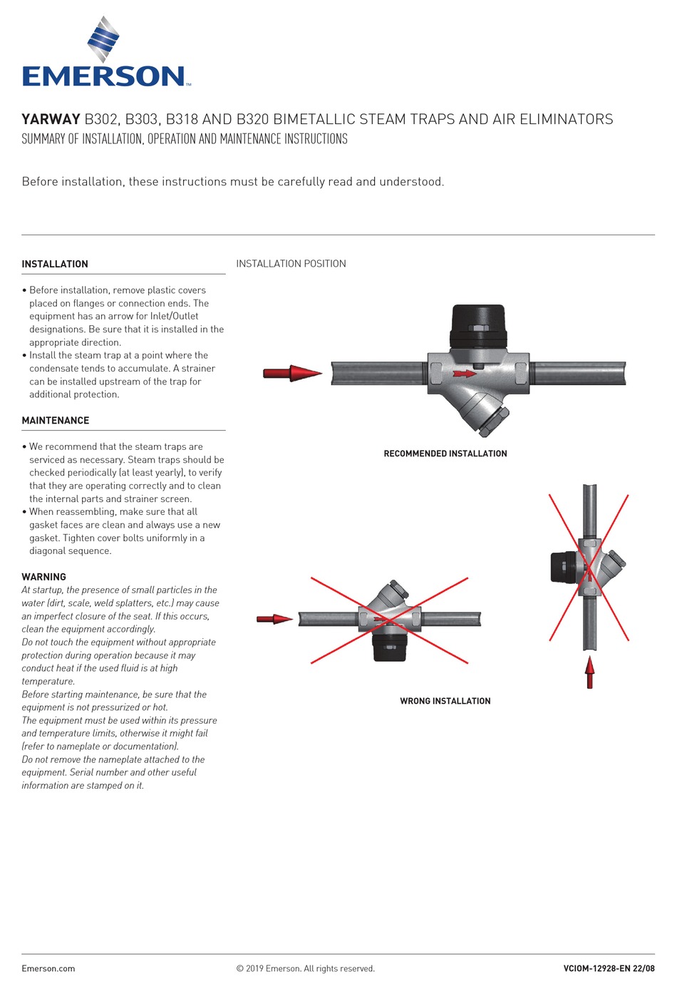 EMERSON B302 INSTALLATION, OPERATION AND MAINTENANCE INSTRUCTIONS Pdf ...