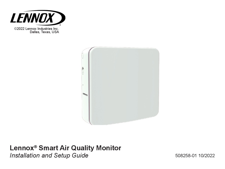LENNOX SMART AIR QUALITY MONITOR INSTALLATION AND SETUP MANUAL Pdf