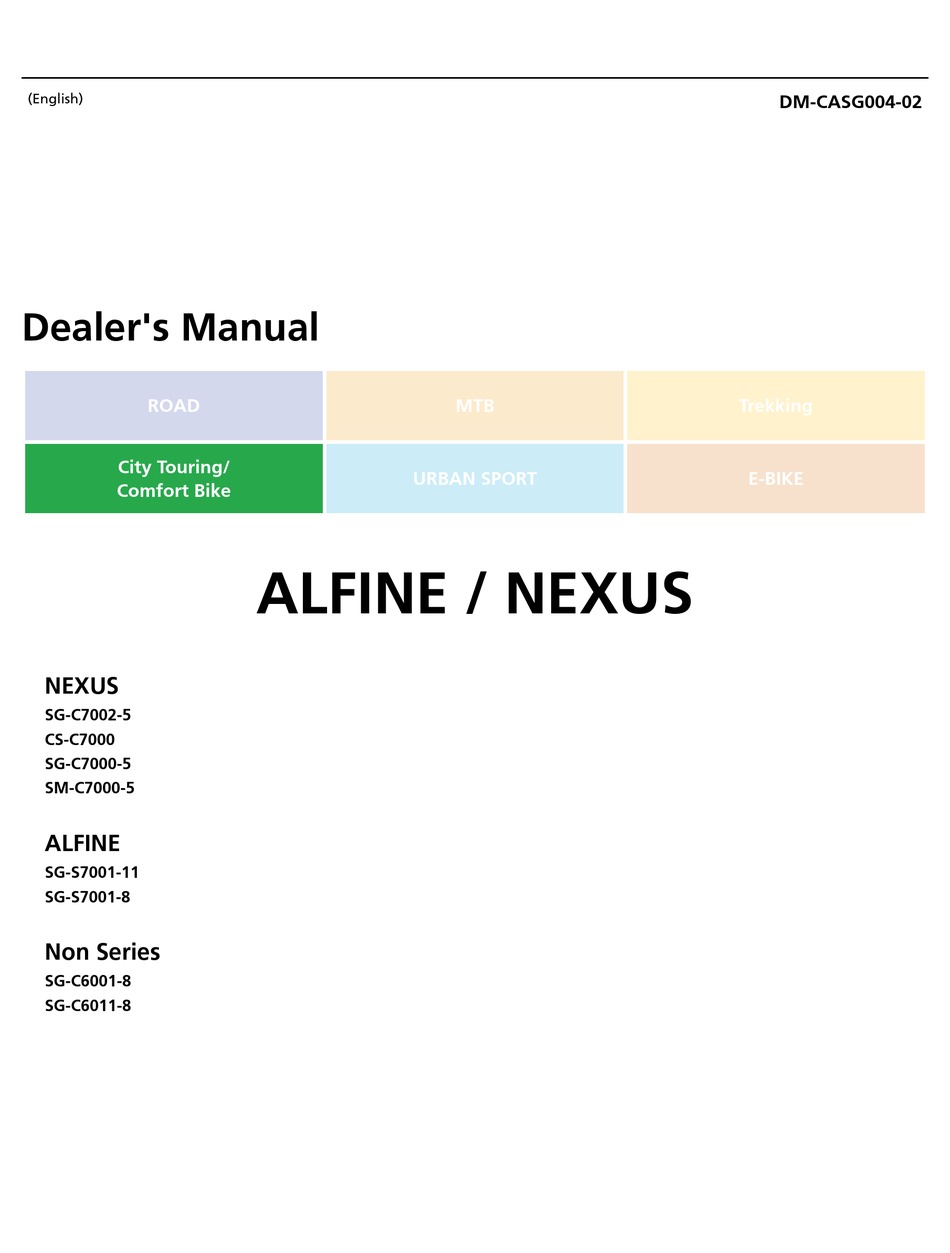 SHIMANO NEXUS SGC70025 DEALER'S MANUAL Pdf Download ManualsLib