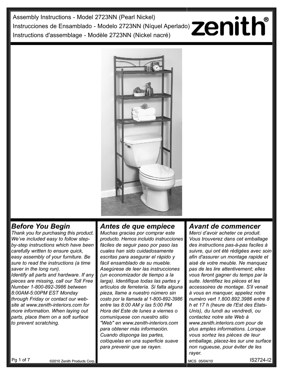 ZENITH 2723NN ASSEMBLY INSTRUCTIONS MANUAL Pdf Download ManualsLib