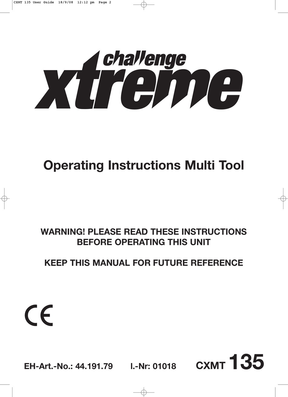 CHALLENGE XTREME CXMT 135 OPERATING INSTRUCTIONS MANUAL Pdf Download