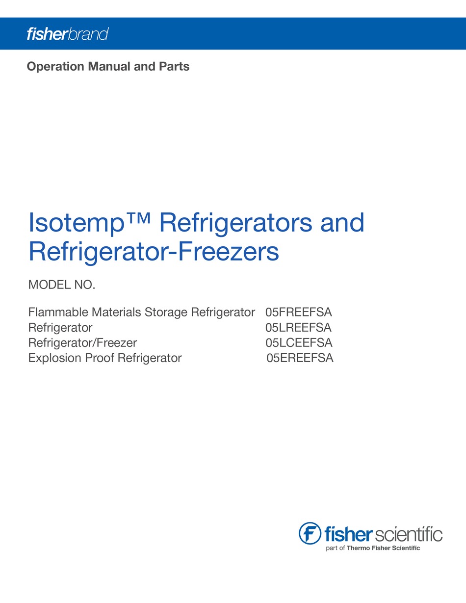 THERMO SCIENTIFIC FISHER SCIENTIFIC ISOTEMP 05FREEFSA OPERATION MANUAL ...