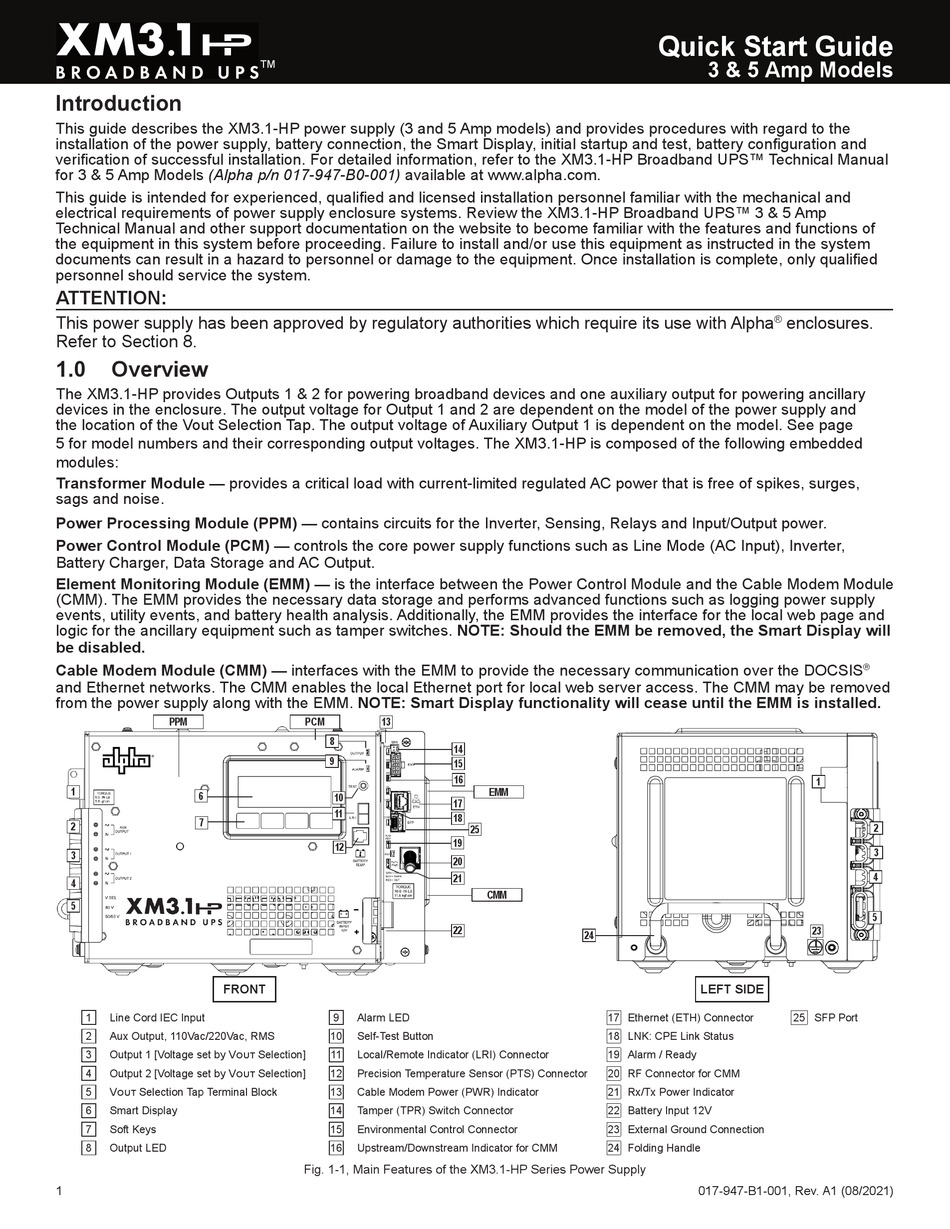 ALPHA BROADBAND UPS XM3.1HP QUICK START MANUAL Pdf Download ManualsLib